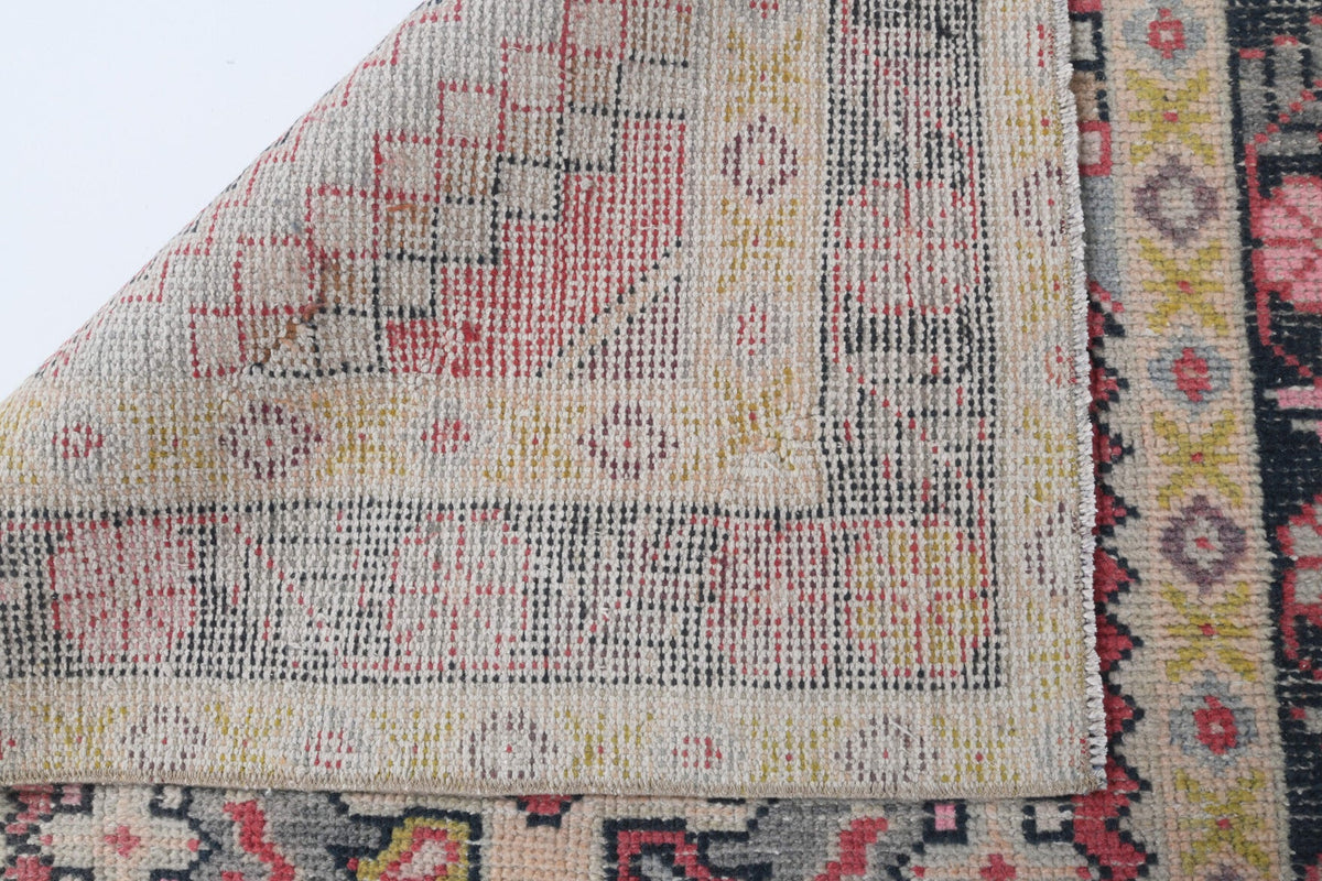 El yapımı vintage yolluk 97x287 cm oryantal desenli yün - üstten görünüm