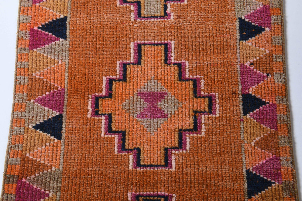 El yapımı vintage yolluk 81x356 cm i̇kat desenli yün - mekan görünümü
