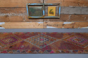 El yapımı vintage yolluk 81x399 cm geometrik desenli yün - detay görünümü