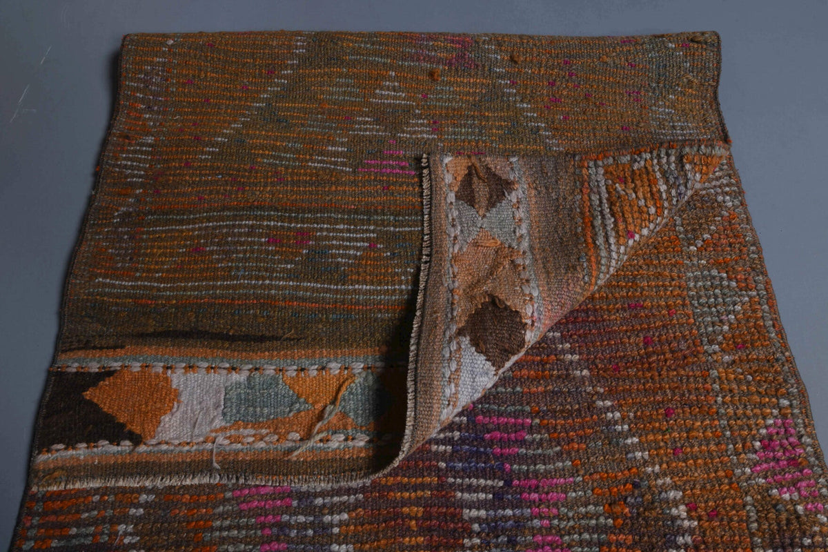 El yapımı vintage yolluk 81x399 cm geometrik desenli yün - desen detayı