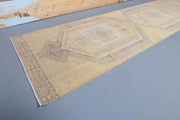 El yapımı vintage yolluk 86x384 cm geometrik desenli yün - detay görünümü