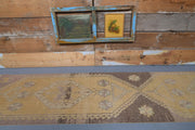 El yapımı vintage yolluk 79x310 cm geometrik desenli yün - detay görünümü
