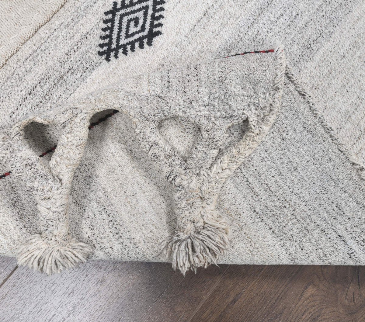 El yapımı vintage yolluk 79x249 cm düz desenli yün - desen detayı