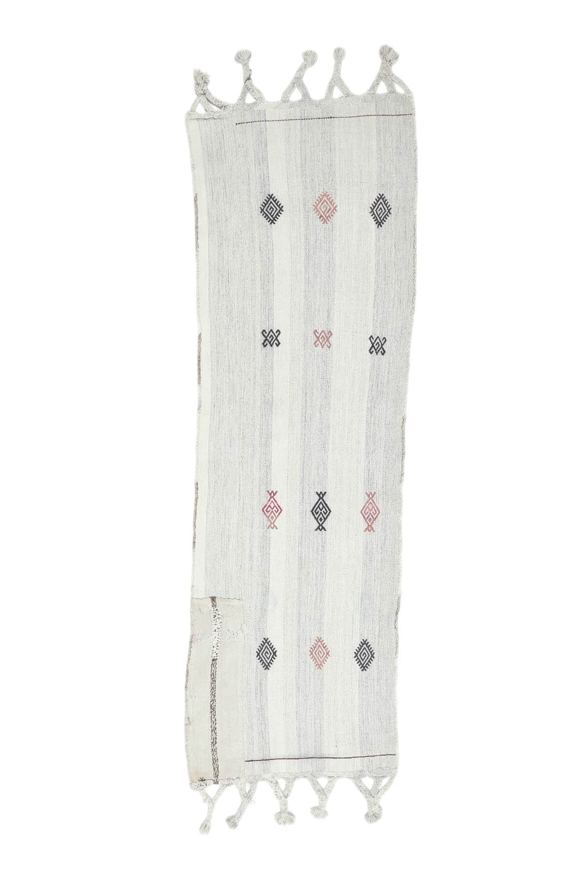 El yapımı vintage yolluk 79x249 cm düz desenli yün - üstten görünüm