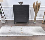 El yapımı vintage yolluk 79x224 cm çizgili desenli yün - detay görünümü