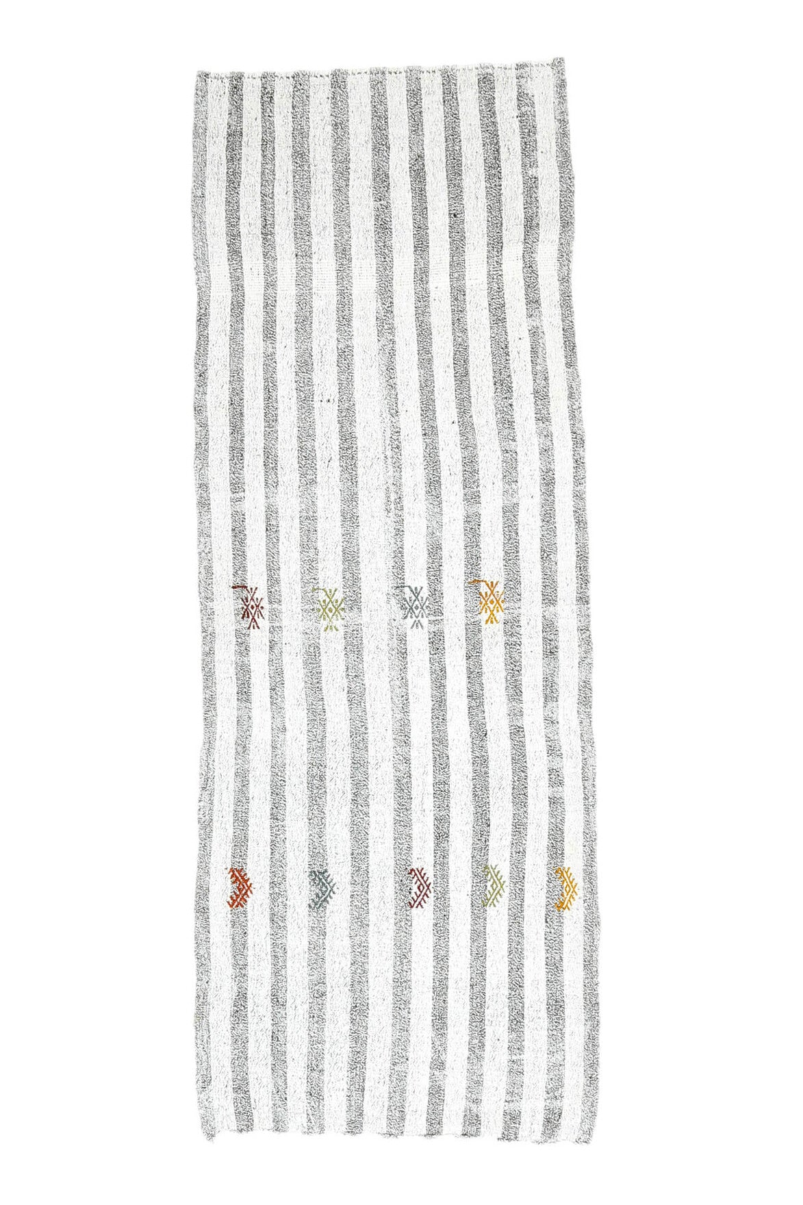 El yapımı vintage yolluk 79x224 cm çizgili desenli yün - açık alan görünümü
