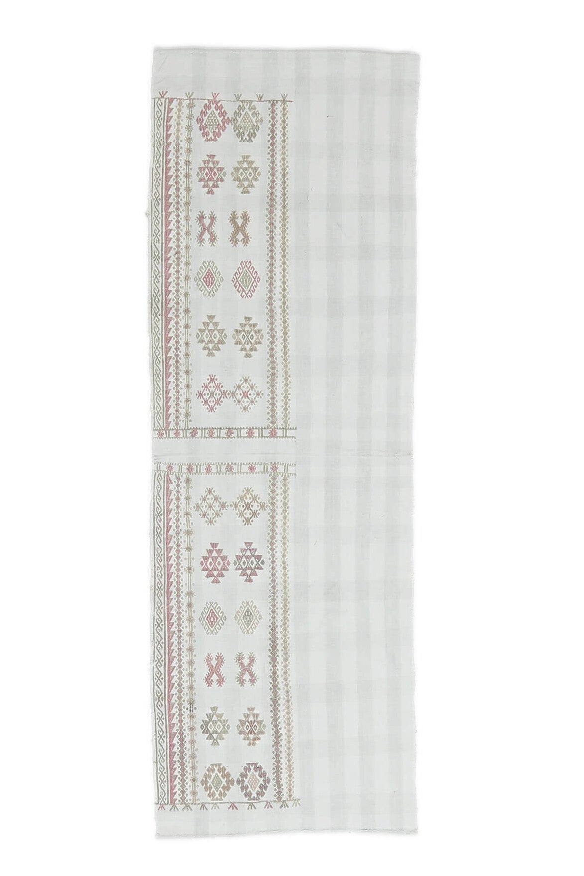 El yapımı vintage yolluk 71x211 cm i̇kat desenli yün - açık alan görünümü