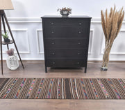 El yapımı vintage yolluk 56x445 cm tribal desenli yün - detay görünümü