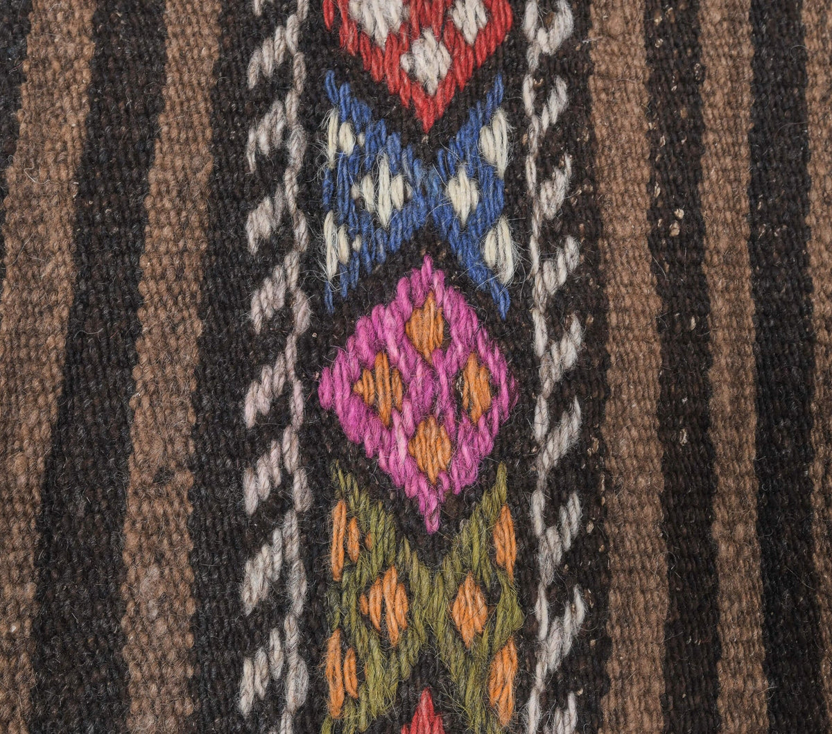 El yapımı vintage yolluk 56x445 cm tribal desenli yün - üstten görünüm