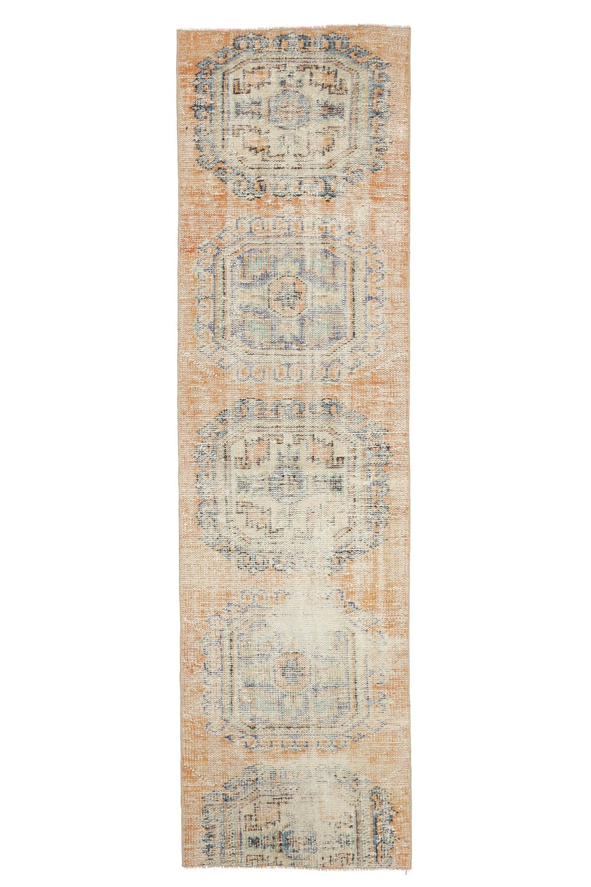 El yapımı vintage yolluk 79x292 cm oryantal desenli yün - açık alan görünümü