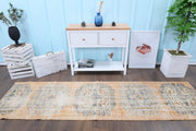 El yapımı vintage yolluk 79x292 cm oryantal desenli yün - detay görünümü