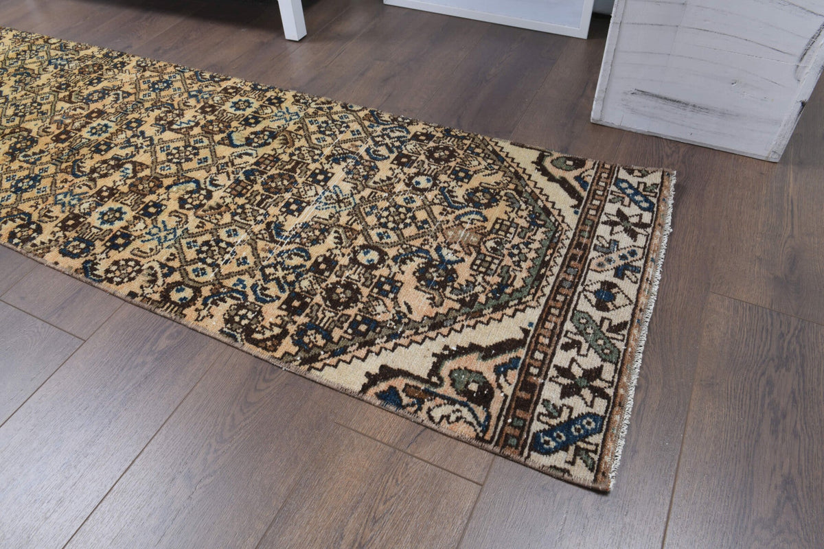 El yapımı vintage yolluk 58x284 cm oryantal desenli yün - mekan görünümü