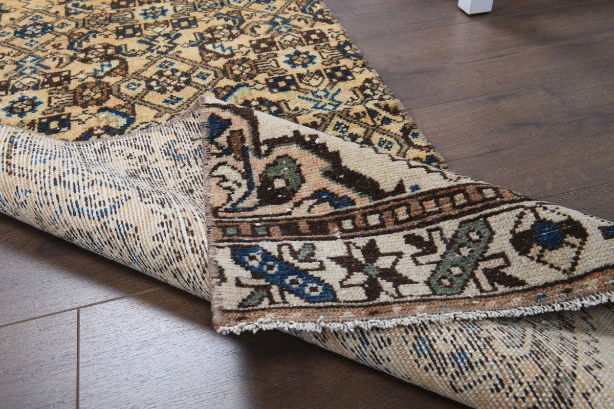 El yapımı vintage yolluk 58x284 cm oryantal desenli yün - üstten görünüm