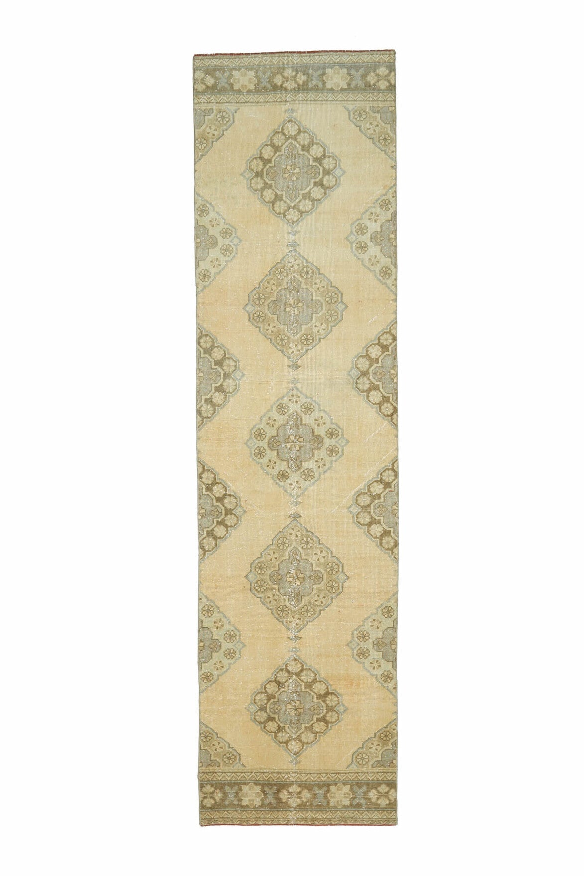 El yapımı vintage yolluk 89x345 cm oryantal desenli yün - farklı açıdan görünüm