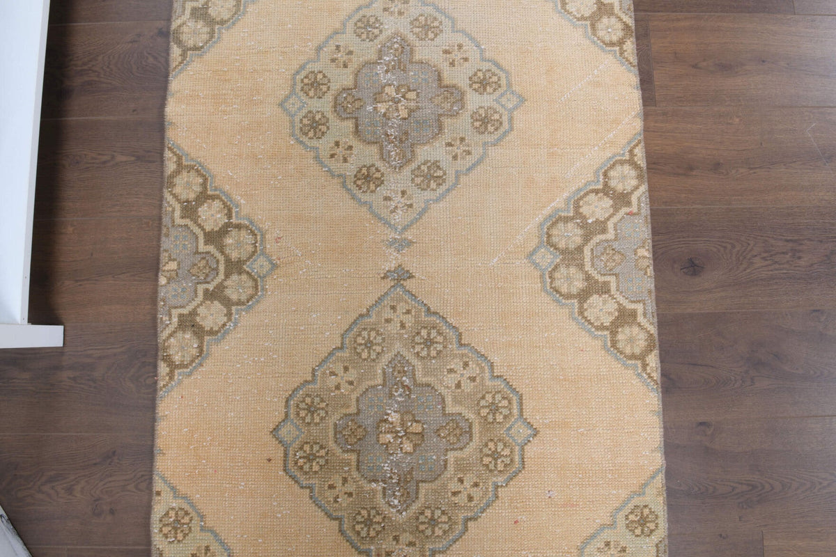 El yapımı vintage yolluk 89x345 cm oryantal desenli yün - desen detayı
