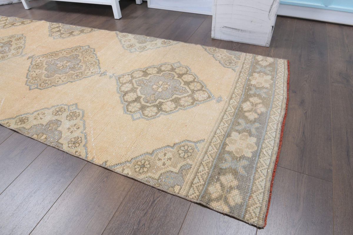 El yapımı vintage yolluk 89x345 cm oryantal desenli yün - üstten görünüm