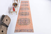 El yapımı vintage yolluk 89x351 cm oryantal desenli yün - detay görünümü