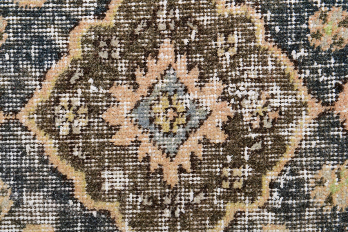 El yapımı vintage yolluk 74x185 cm oryantal desenli yün - üstten görünüm