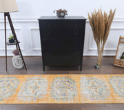 El yapımı vintage yolluk 76x320 cm oryantal desenli yün - detay görünümü