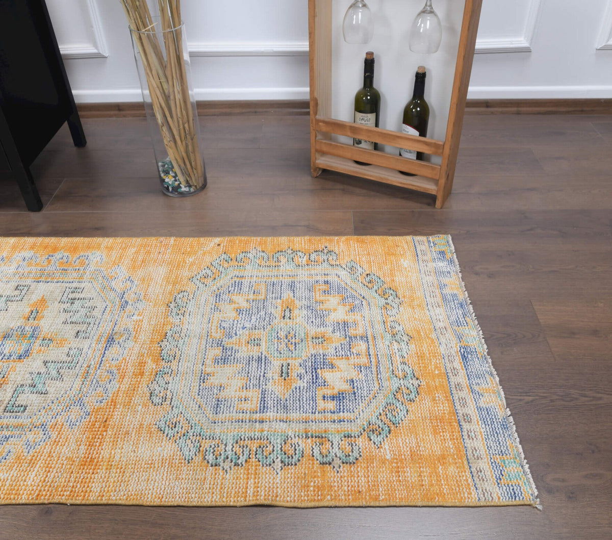 El yapımı vintage yolluk 76x320 cm oryantal desenli yün - açık alan görünümü