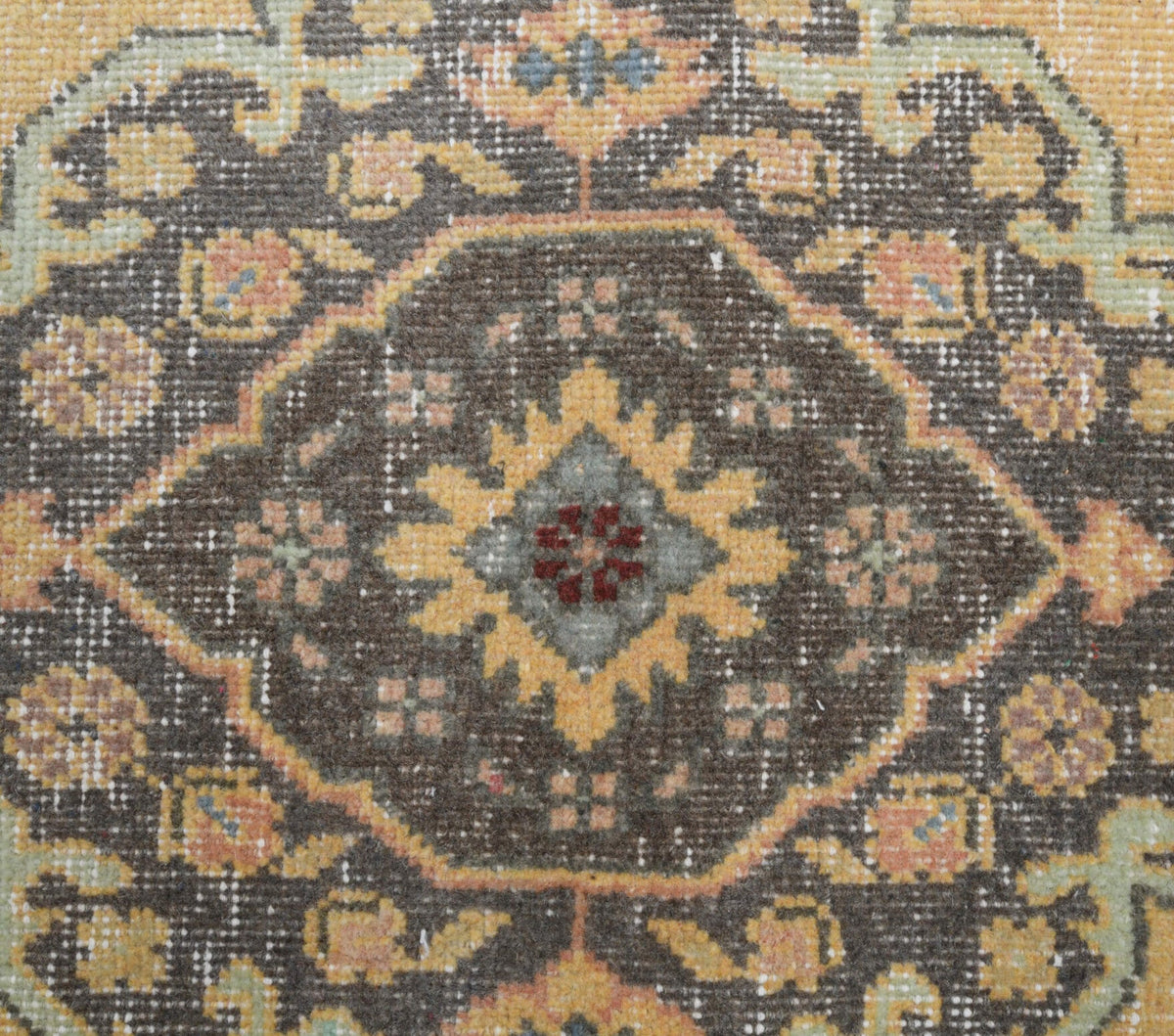 El yapımı vintage yolluk 79x391 cm oryantal desenli yün - üstten görünüm