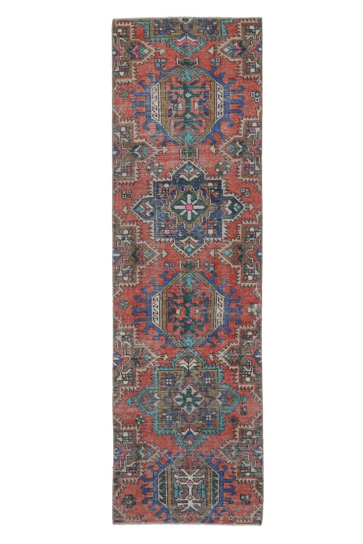 El yapımı vintage yolluk 74x259 cm oryantal desenli yün - açık alan görünümü