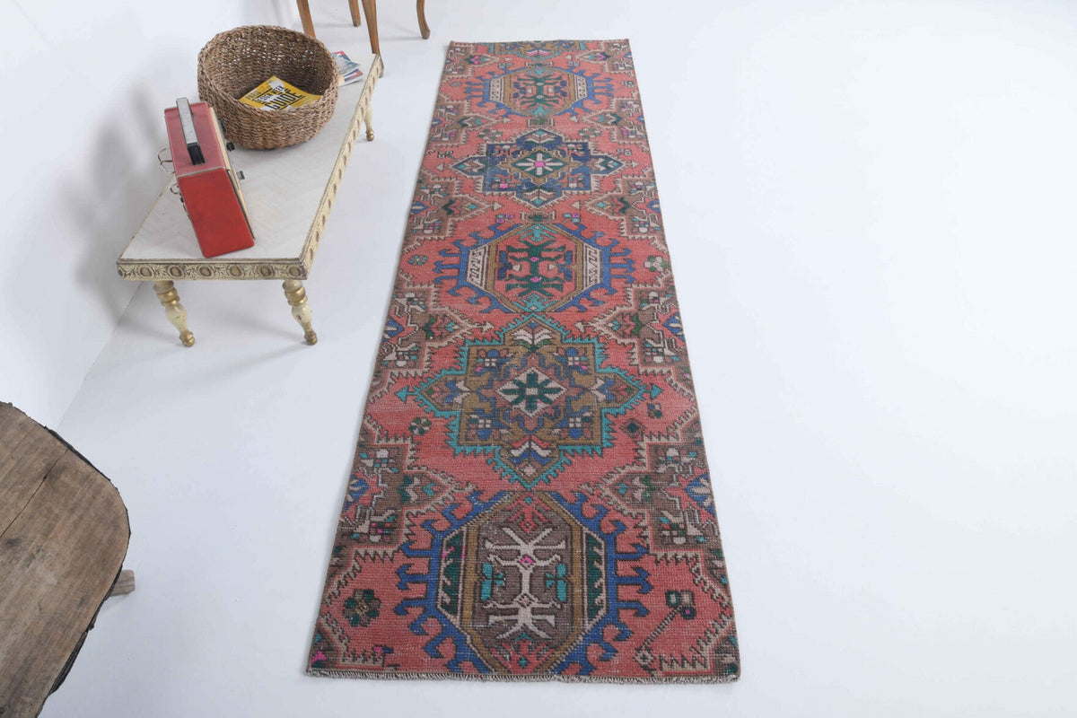 El yapımı vintage yolluk 74x259 cm oryantal desenli yün - detay görünümü