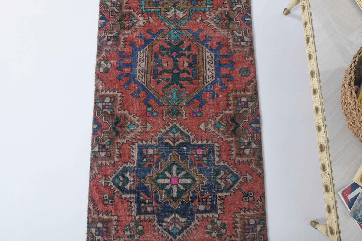 El yapımı vintage yolluk 74x259 cm oryantal desenli yün - desen detayı