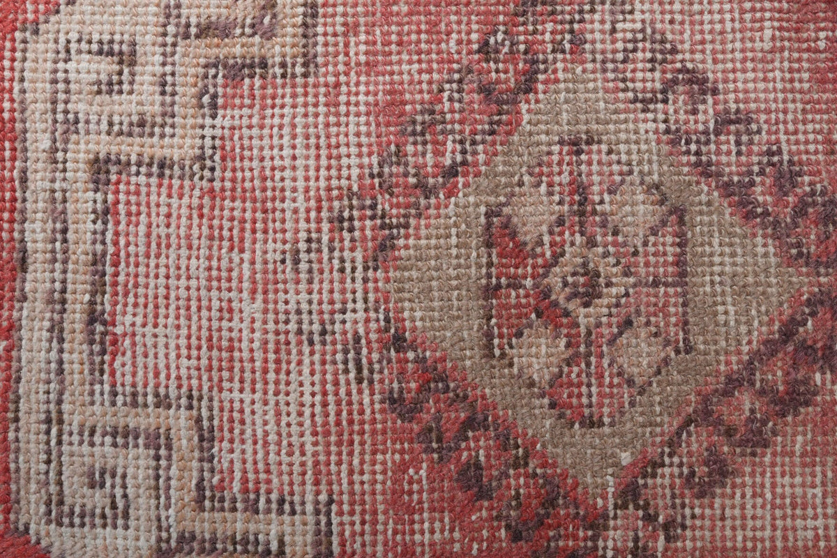 El yapımı vintage yolluk 79x307 cm geleneksel desenli yün - üstten görünüm