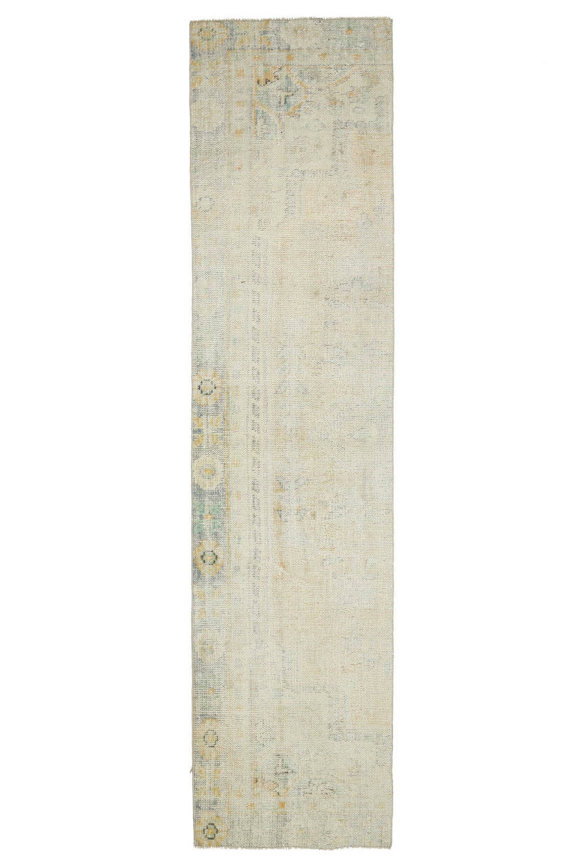 El yapımı vintage yolluk 79x323 cm soyut desenli yün - farklı açıdan görünüm