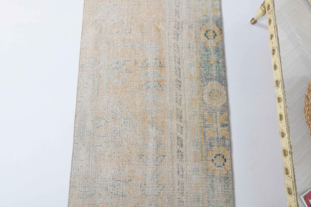 El yapımı vintage yolluk 79x323 cm soyut desenli yün - mekan görünümü