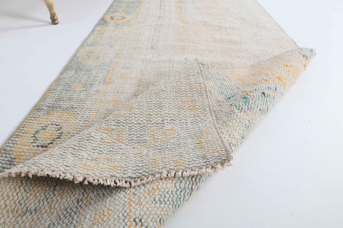 El yapımı vintage yolluk 79x323 cm soyut desenli yün - açık alan görünümü
