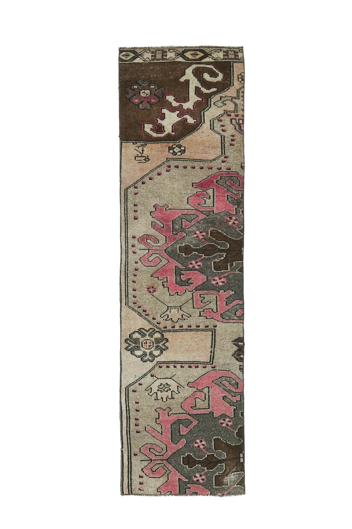 El yapımı vintage yolluk 61x234 cm oryantal desenli yün - farklı açıdan görünüm
