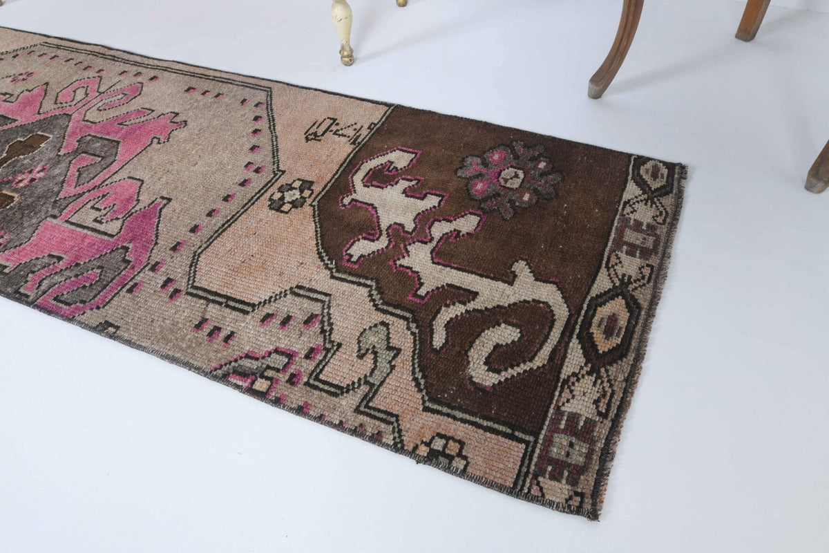El yapımı vintage yolluk 61x234 cm oryantal desenli yün - desen detayı