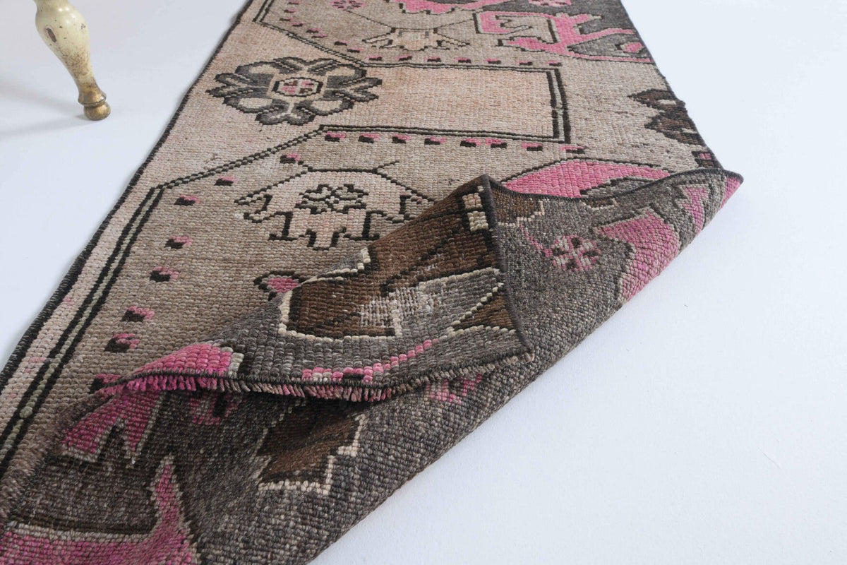 El yapımı vintage yolluk 61x234 cm oryantal desenli yün - açık alan görünümü