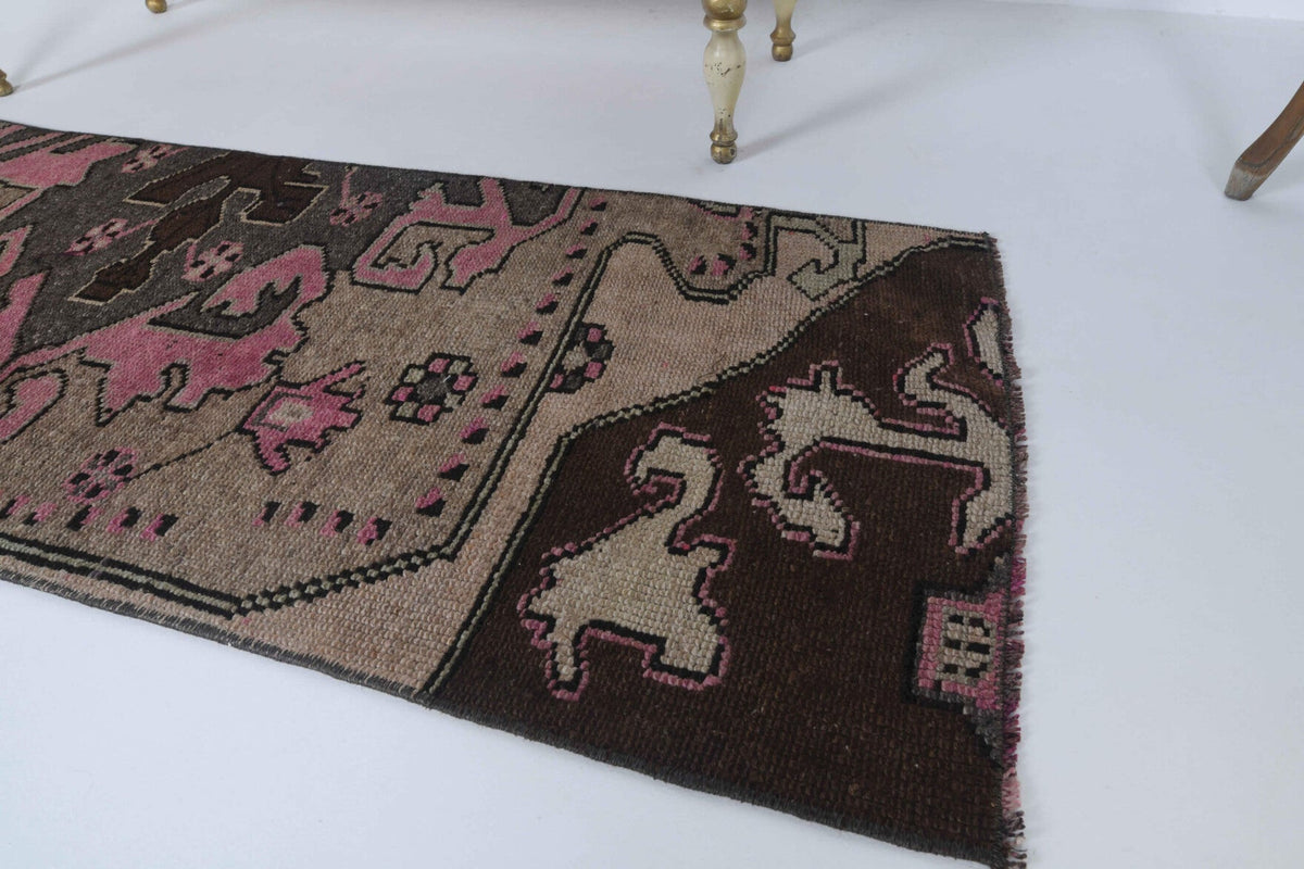 El yapımı vintage yolluk 56x155 cm oryantal desenli yün - desen detayı