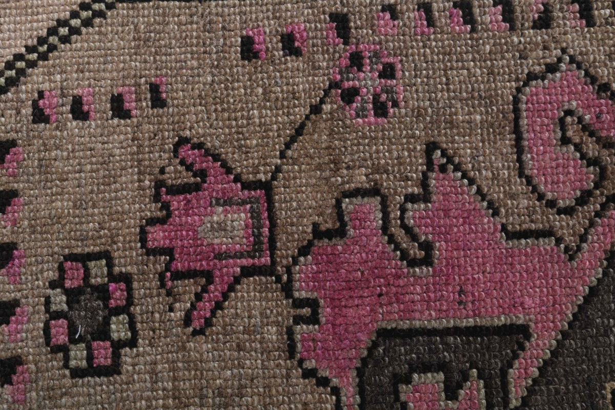 El yapımı vintage yolluk 56x155 cm oryantal desenli yün - üstten görünüm