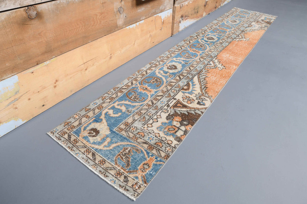 El yapımı vintage yolluk 56x279 cm oryantal desenli yün - detay görünümü