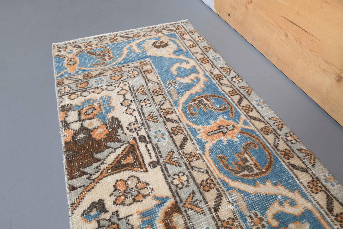 El yapımı vintage yolluk 56x279 cm oryantal desenli yün - desen detayı