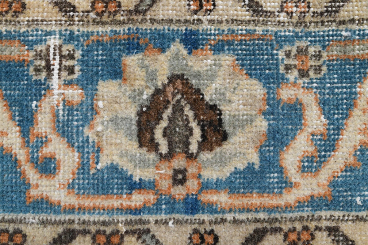 El yapımı vintage yolluk 56x279 cm oryantal desenli yün - üstten görünüm