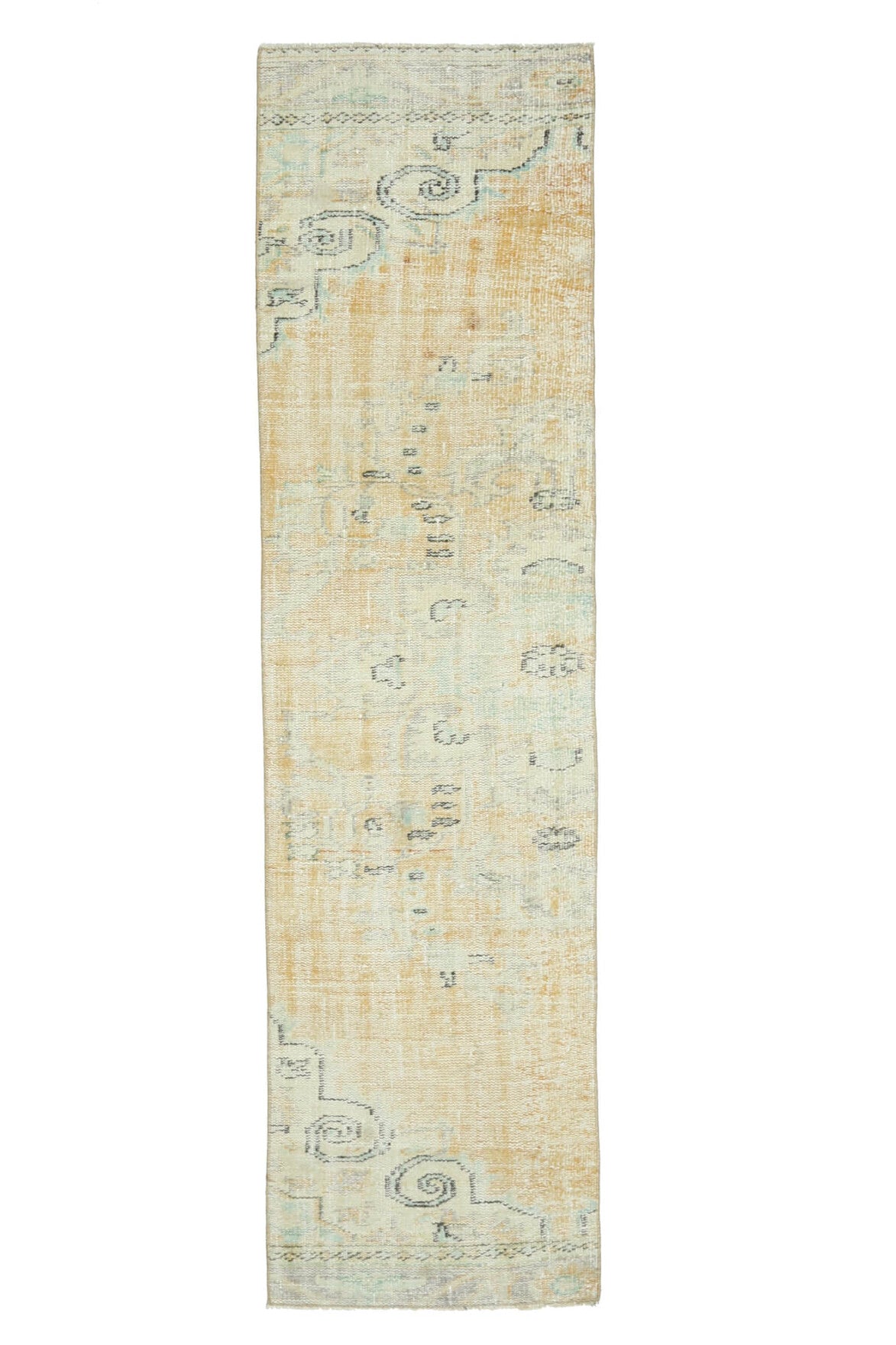 El yapımı vintage yolluk 64x254 cm soyut desenli yün - açık alan görünümü