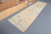 El yapımı vintage yolluk 64x254 cm soyut desenli yün - detay görünümü