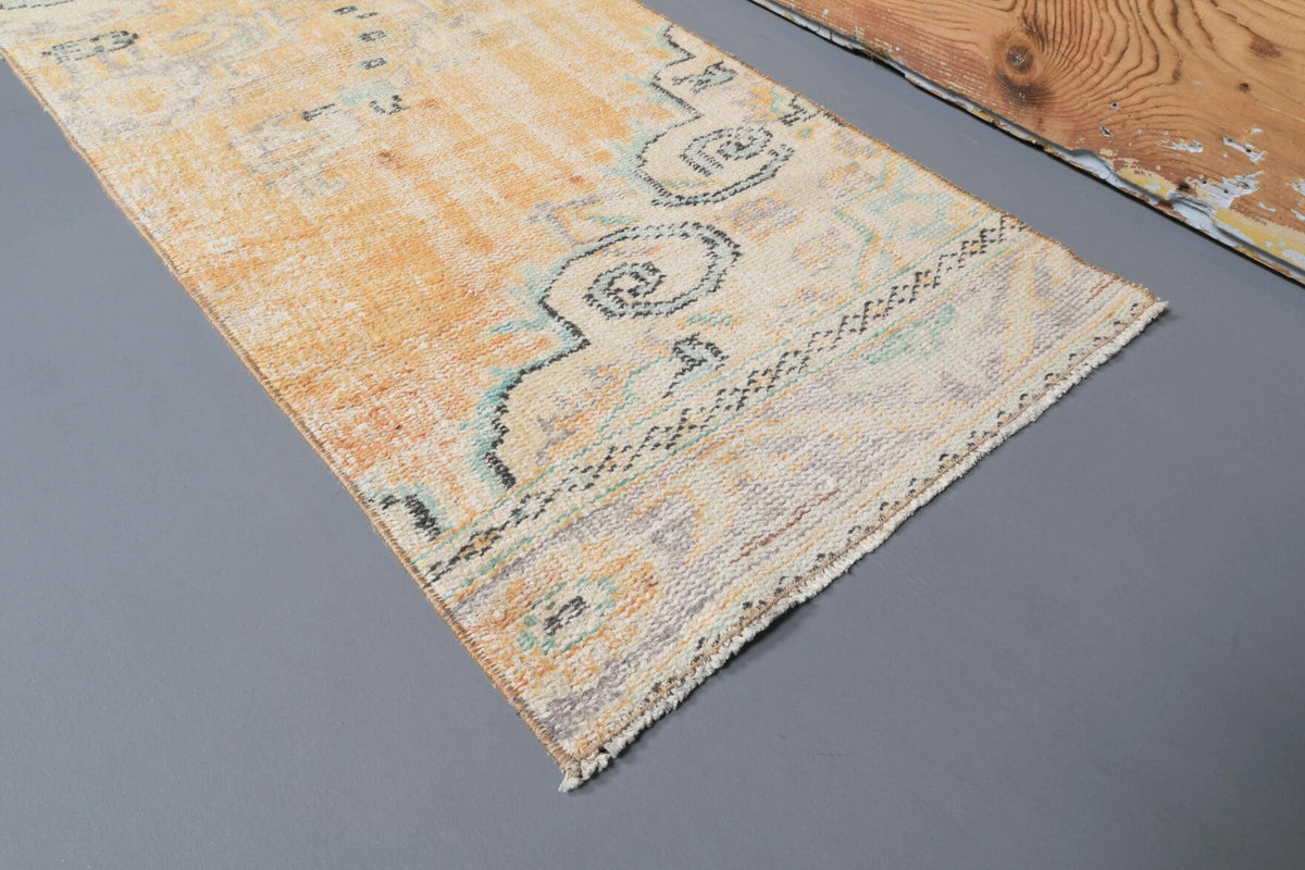 El yapımı vintage yolluk 64x254 cm soyut desenli yün - desen detayı