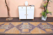 El yapımı vintage yolluk 94x376 cm geometrik desenli yün - detay görünümü