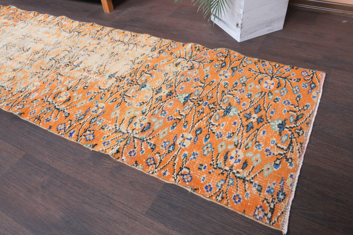 El yapımı vintage yolluk 66x310 cm çiçek desenli desenli yün - desen detayı