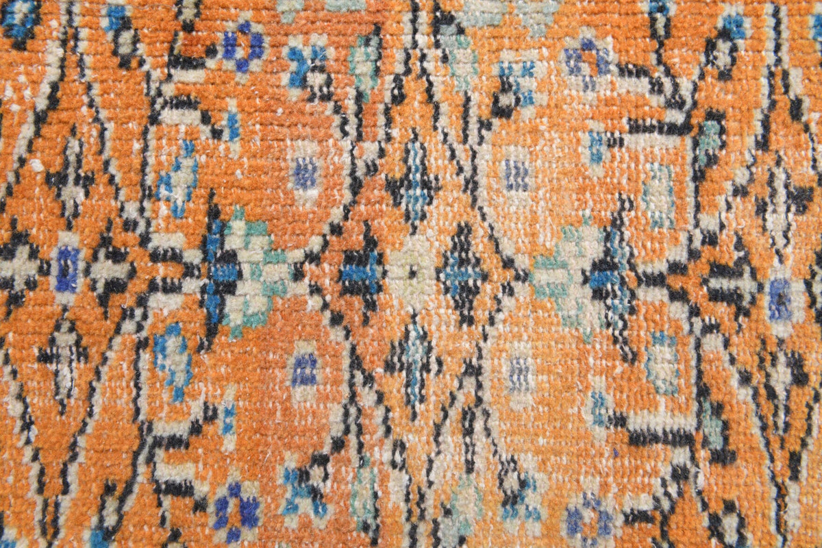 El yapımı vintage yolluk 66x310 cm çiçek desenli desenli yün - üstten görünüm