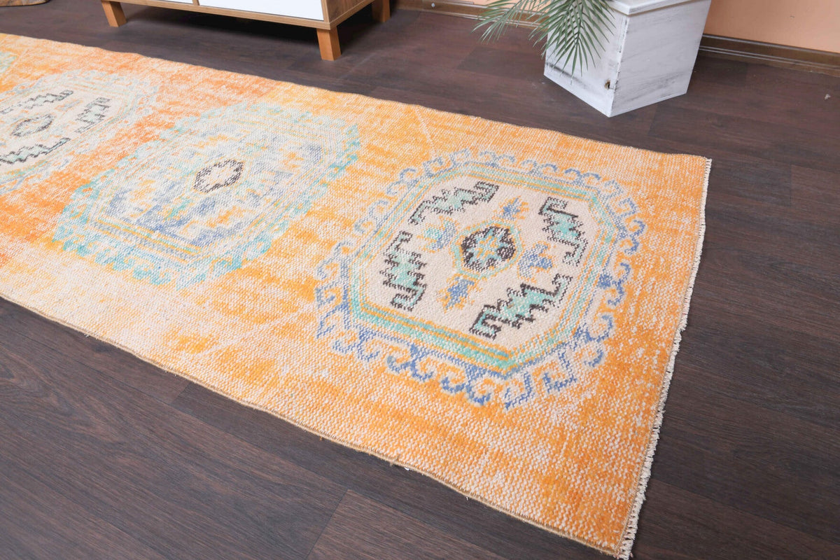 El yapımı vintage yolluk 89x320 cm oryantal desenli yün - desen detayı