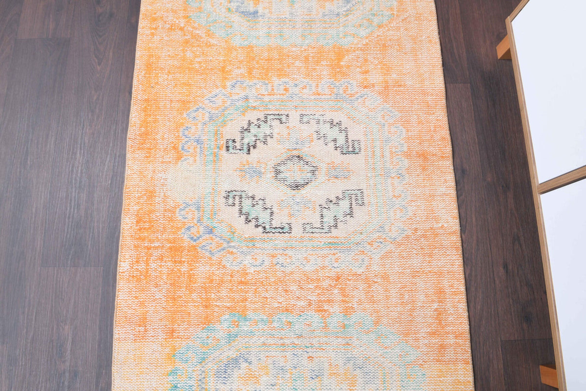 El yapımı vintage yolluk 89x320 cm oryantal desenli yün - mekan görünümü