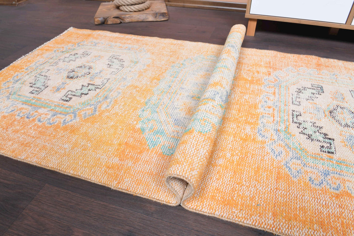 El yapımı vintage yolluk 89x320 cm oryantal desenli yün - farklı açıdan görünüm