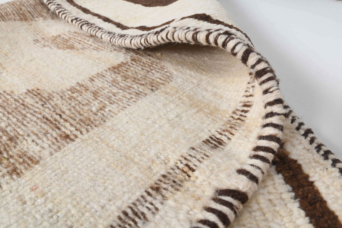 El yapımı vintage yolluk 97x391 cm tribal desenli yün - üstten görünüm